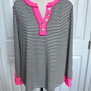 Thermal Long Sleeve striped top.  Size Large.